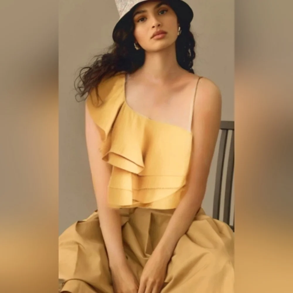 NWT Anthropologie Bishop + Young Sunflower Yellow One Sleeve Camisole Top - Picture 1 of 9